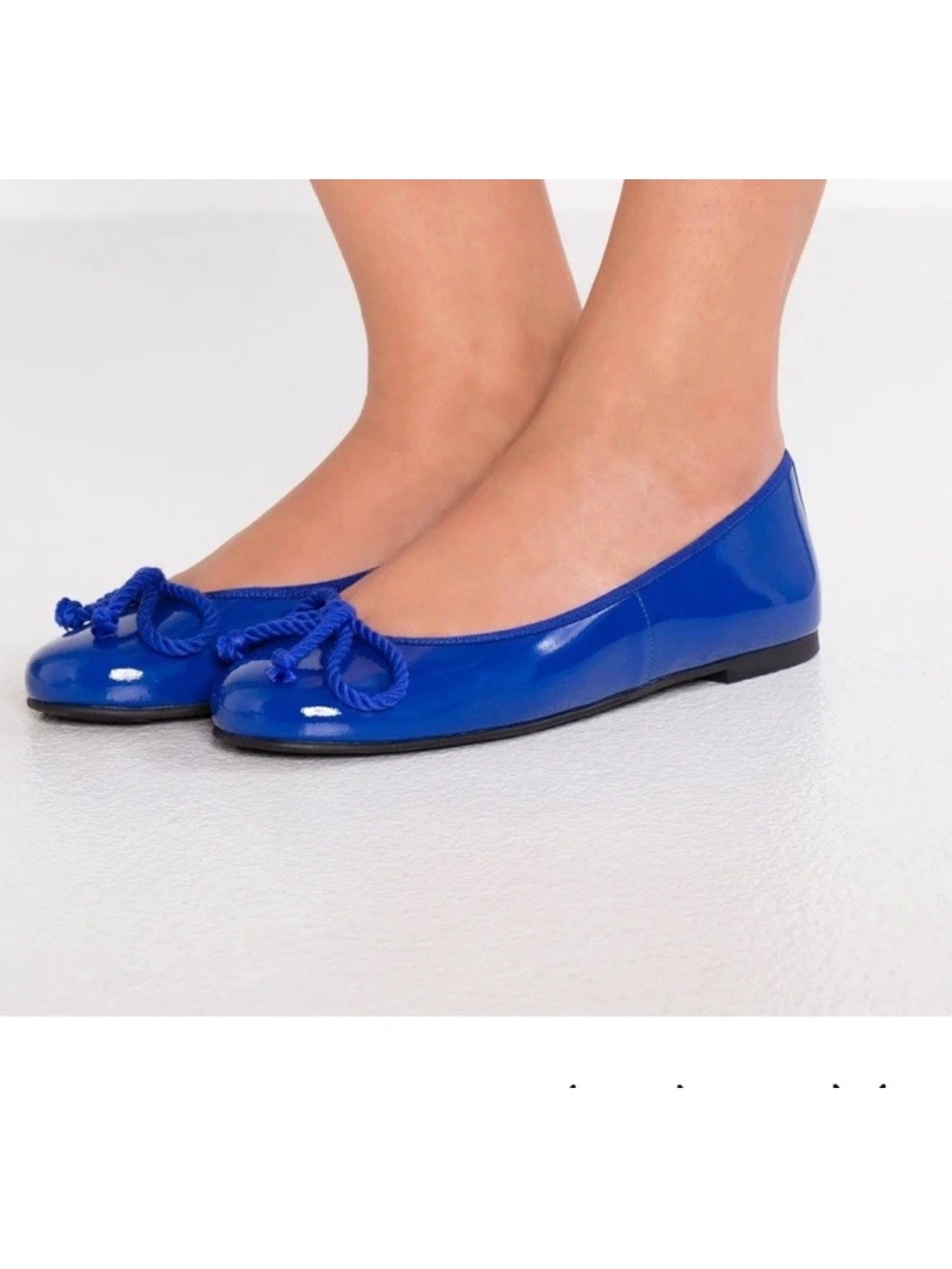 Pretty Ballerinas Electric Blue Patent Ballet Flats with Rope Bow Sz 39 Us 8